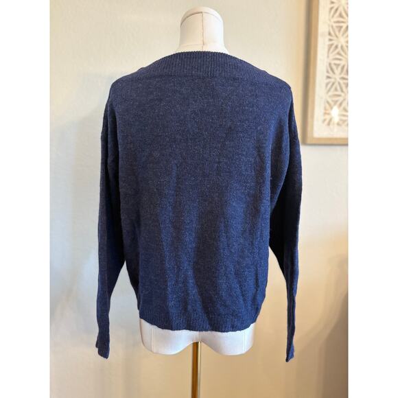LASCANA Boatneck Blue Sweater | Tie Waist Cozy Lightweight Fall Top | SMALL - Picture 5 of 8